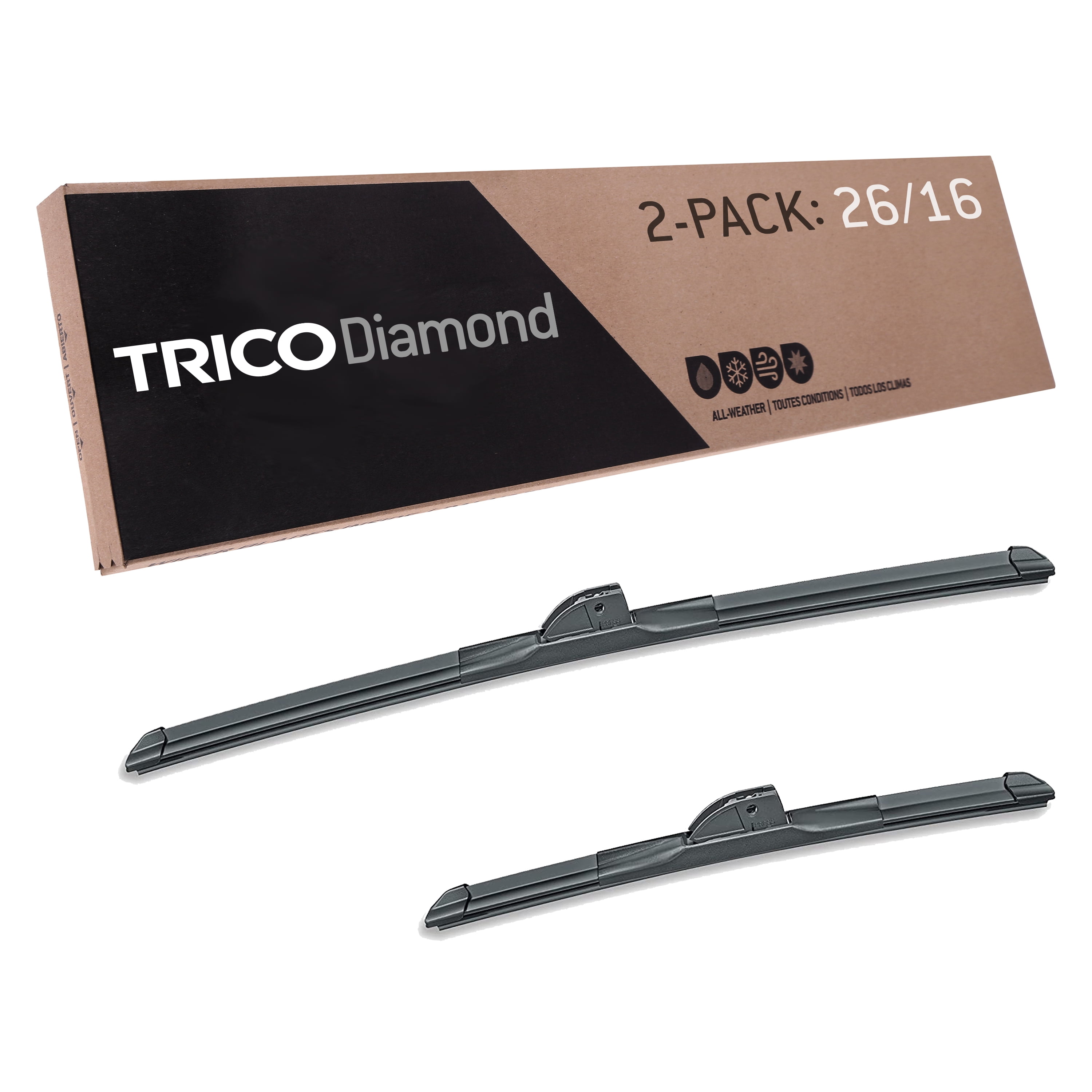 TRICO Diamond 2 Pack, 26' and 16' High Performance Replacement Windshield Wiper Blades (25-2616)