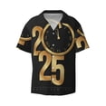 thumbnail image 2 of Lsque 2025 Happy New Year print Men's Cuban Collar Short Sleeve Shirt Summer Beachwear Casual Button Down Fashionable Vacation Leisure Shirt-X-Large, 2 of 7