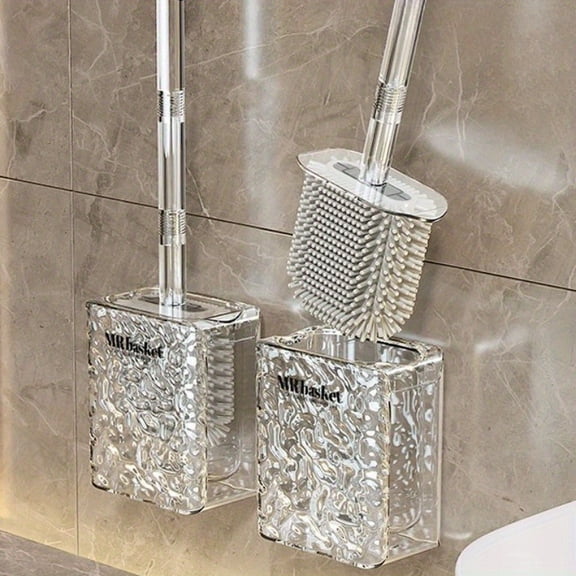 Luxury Glacier Pattern Toilet Brush | Wall-mounted, no-dead-angle bathroom cleaning tool with a plastic silicone handle and non-stick surface safety. A must-have for your home and toilet cleaning too