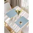thumbnail image 5 of Vintage Haze Blue Placemats Set of 12, Farmhouse Retro Solid Color Linen Texture Placemats for Dining Table, Place Mats for Kitchen Tabletop, Waterproof Wipeable Dining Table Mats Set, 5 of 9