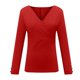 thumbnail image 4 of Moda para mujer Sexy Casual Sólido Cuello en V Tejido diario Camisa de vacaciones Blusa Tops Pompotops gfhjh23039, 4 of 5