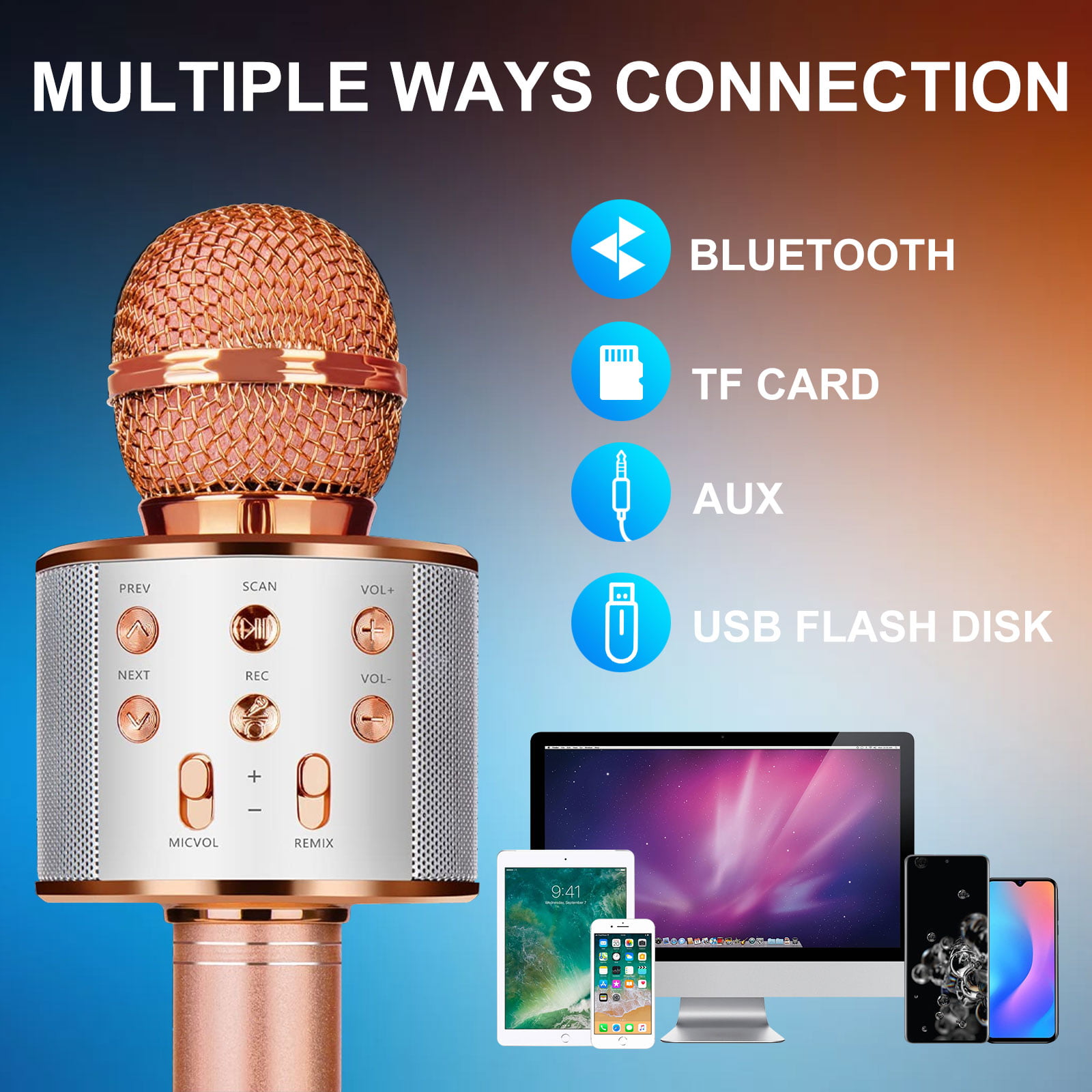 Space Grey Microphones BLAVOR Rose Gold Best Christmas Birthday Gifts for Men Women Karaoke Machine for Kids Adults Portable Leather Rechargeable Handheld Mic 2 PACK Bluetooth Karaoke Microphone 