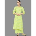 thumbnail image 3 of Janasya Women's Lemon Green Crepe Digital Print Dress with Palazzo, 3 of 7
