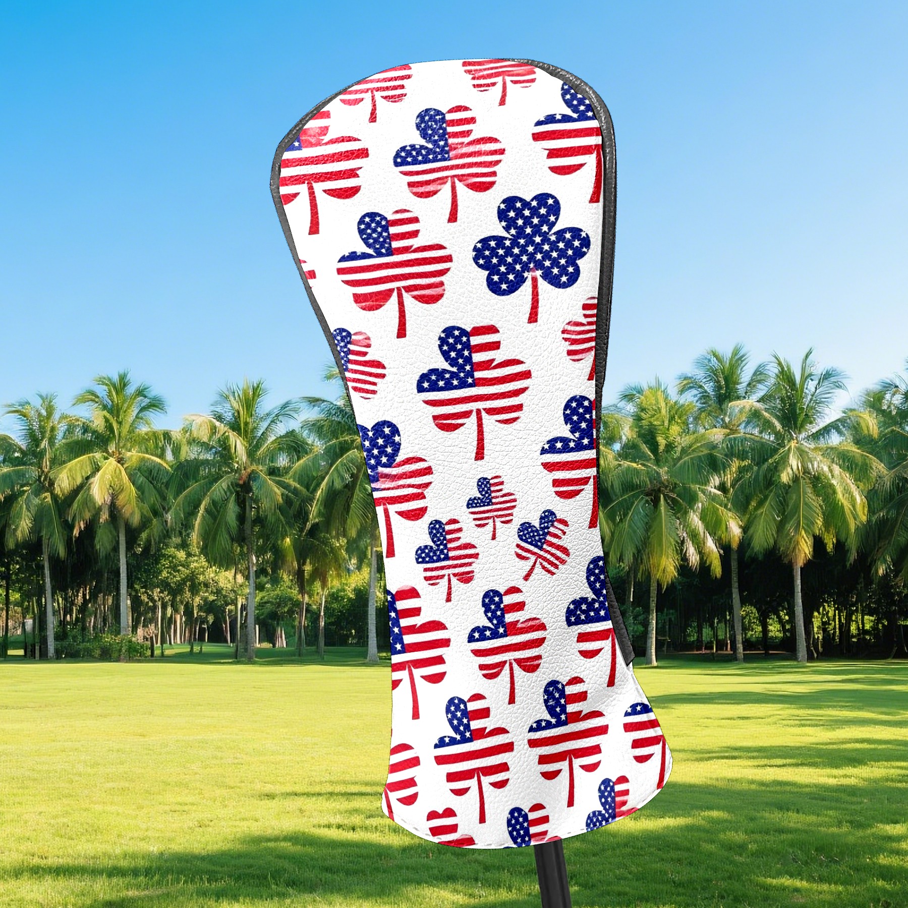 Golf Club Covers, Red Clover Premium PU Leather Driver Hybrid Putter Head Covers with Velvet Lining, Waterproof Golf Gifts for Men Women