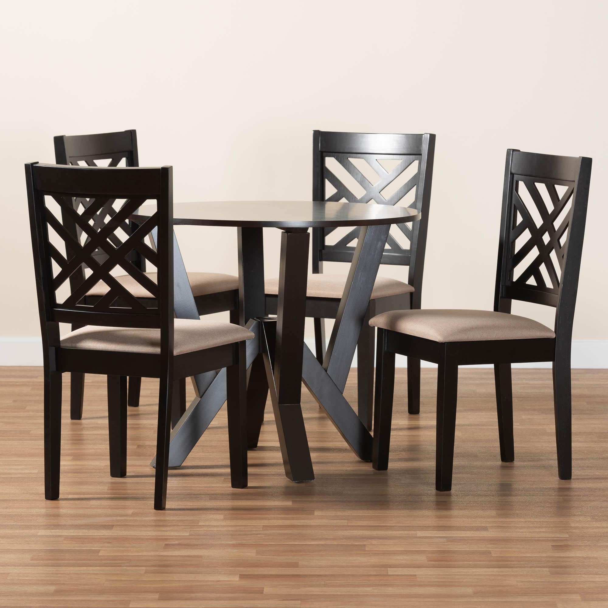 Baxton Studio Elise Modern Dining Set, 5-Piece, Dark Brown