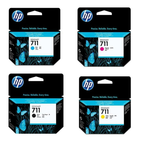 Juego de cartuchos de tinta HP 711 80 ml negro, 29 ml cian, magenta y amarillo