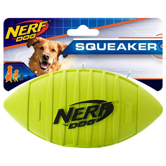 Nerf Dog Blitz Squeak Football Toy, Green, 7-Inch