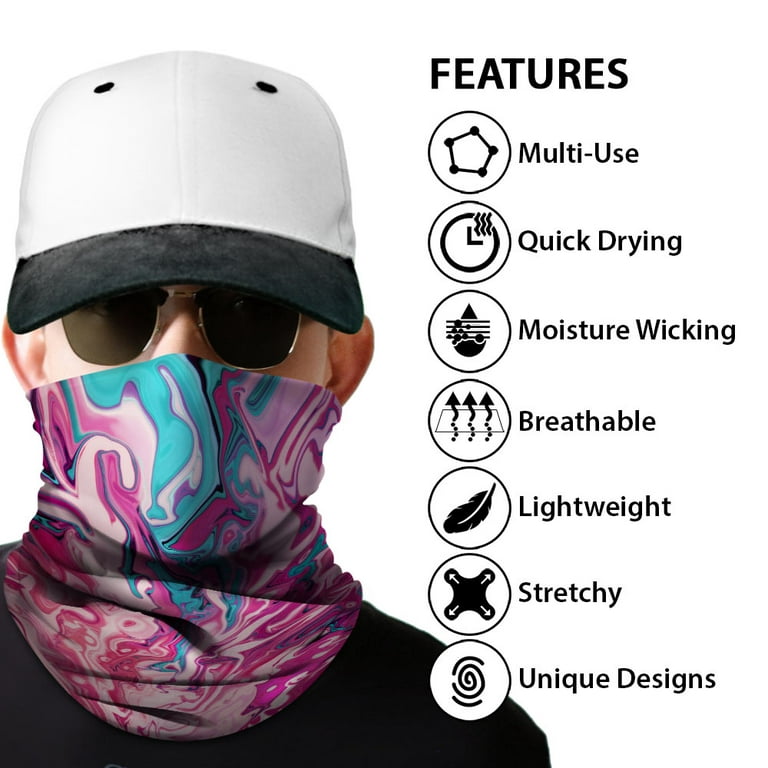 WIRESTER Bandana Seamless Tube Mask, Headwear, Scarf for Wear Face  Coverings, Running, Cycling, Fishing, UV Protection - Fly Pineapple Pattern  Dark Blue 