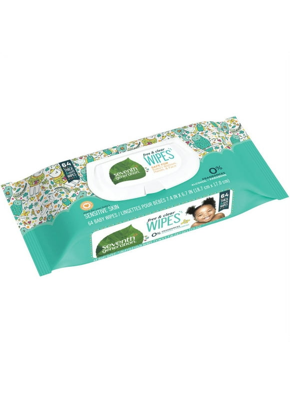 Seventh Generation Free & Clear Baby Wipes, 12 Packs (SEV34208CT)