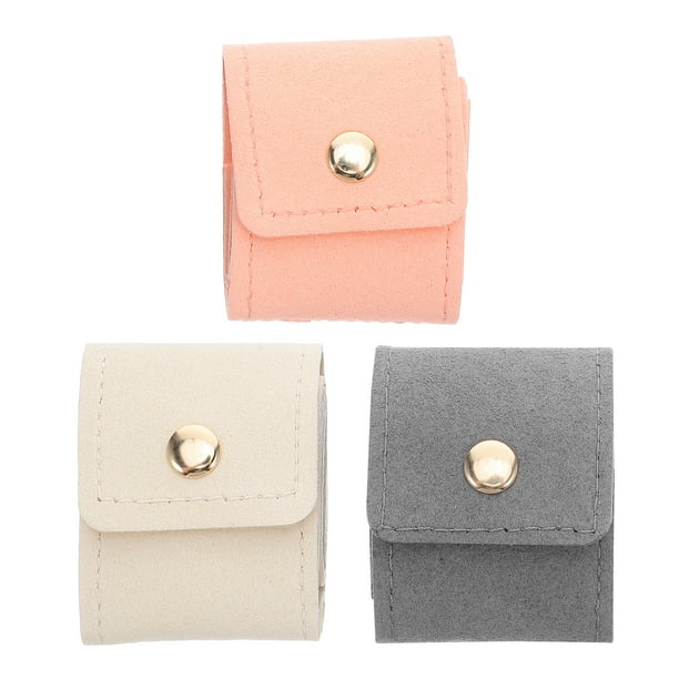 Mini organizador de joyas de viaje de 3 piezas: soporte plegable para anillos, bolsa enrollable, bolsa portátil para anillos, pendientes y collares.