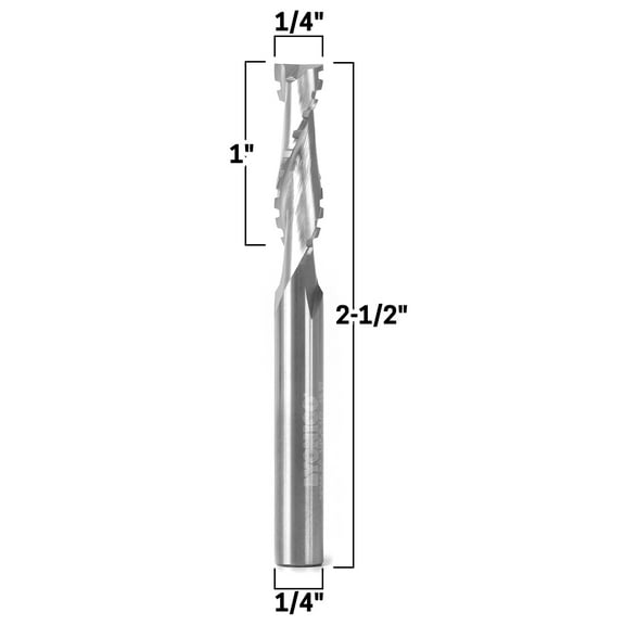 1/4" Dia. 2 Flute Upcut Chipbreaker End Mill CNC Router Bit - 1/4" Shank - Yonico 36265-SC
