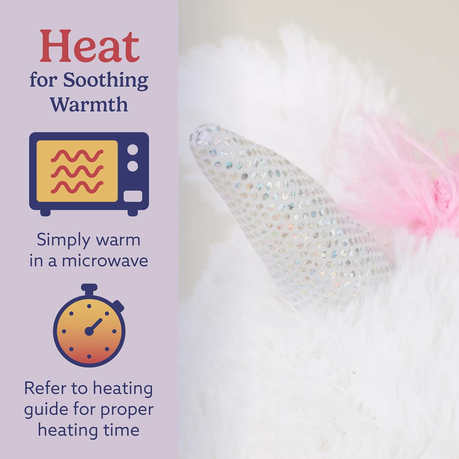 warmies 13” Laying Unicorn Stuffed Animal, Microwavable Heated Plushies and Weighted Soft Plush Toys