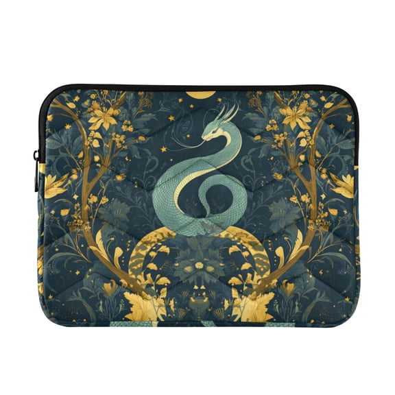 FORMRS 13-13.3 inch Laptop Sleeve Case Soft Carrying Quilted Computer Bag Cover, Green Celestial Serpent