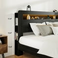 thumbnail image 3 of Bed Frame King Size, Wood Platform Bed Frame with Storage LED Light Headboard and 2 USB , Noise Free,No Box Spring Needed and Easy Assembly Tool,Large Under Bed Storage,Dark Black, 3 of 8