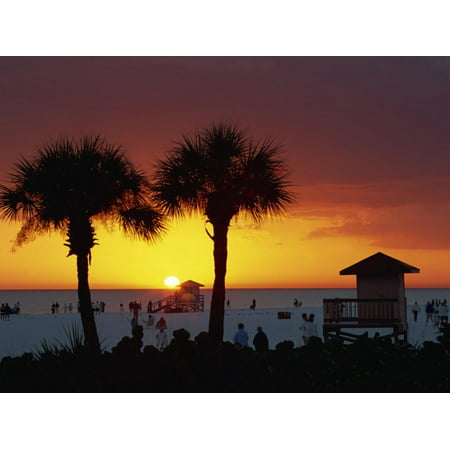 Sunset from Siesta Beach, Siesta Key, Sarasota, Florida, United States of America, North America Print Wall Art By Tomlinson (Sarasota Best Beach In America)