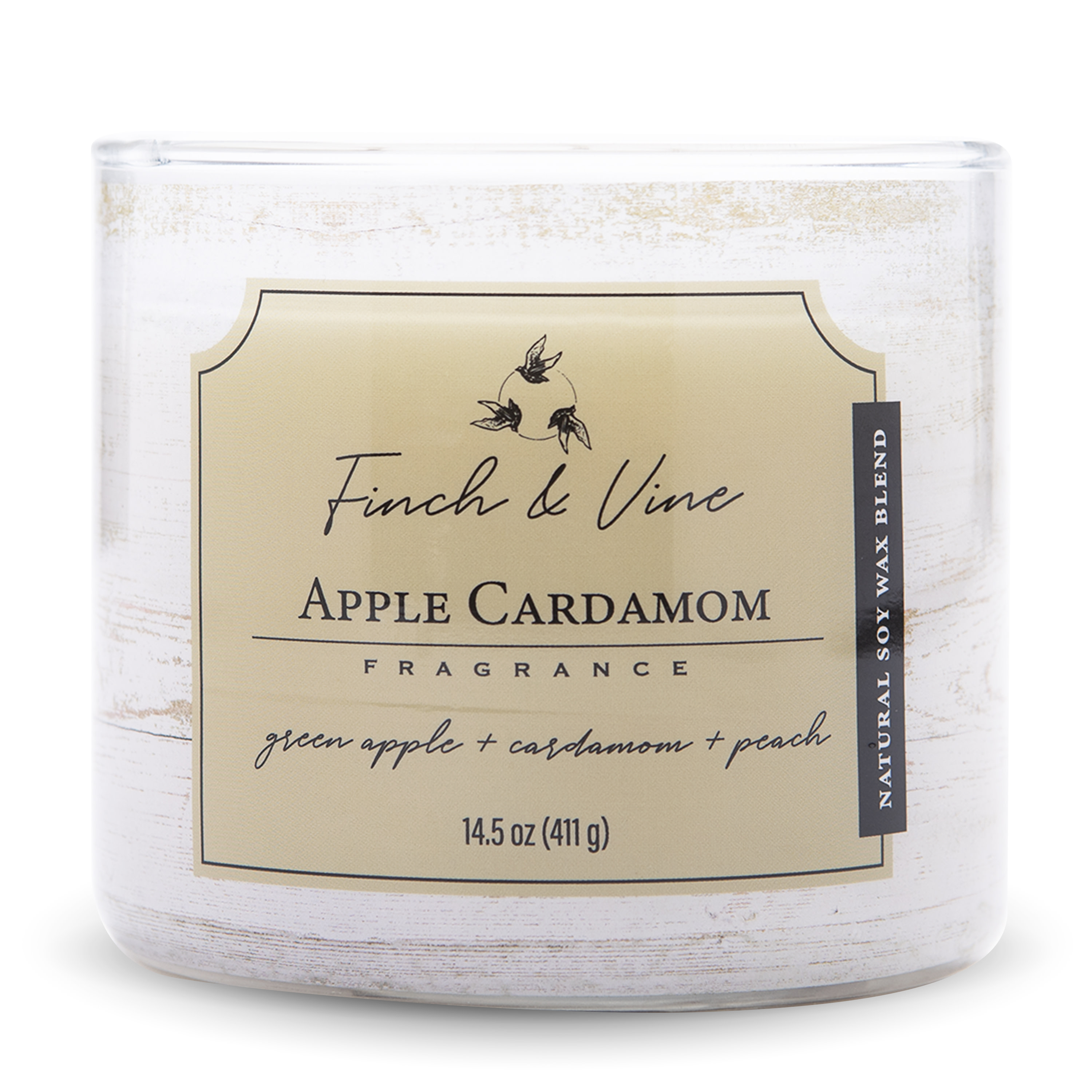 Carolina Candle Apple Cardamom 14.5Oz, 3 Wick Candle, White