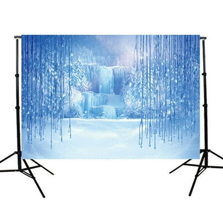 HelloDecor Polyster 7x5ft Christmas Winter Frozen Snow Ice Crystal Pendant World Backdrops Photography Background for Children Photo Studio Props
