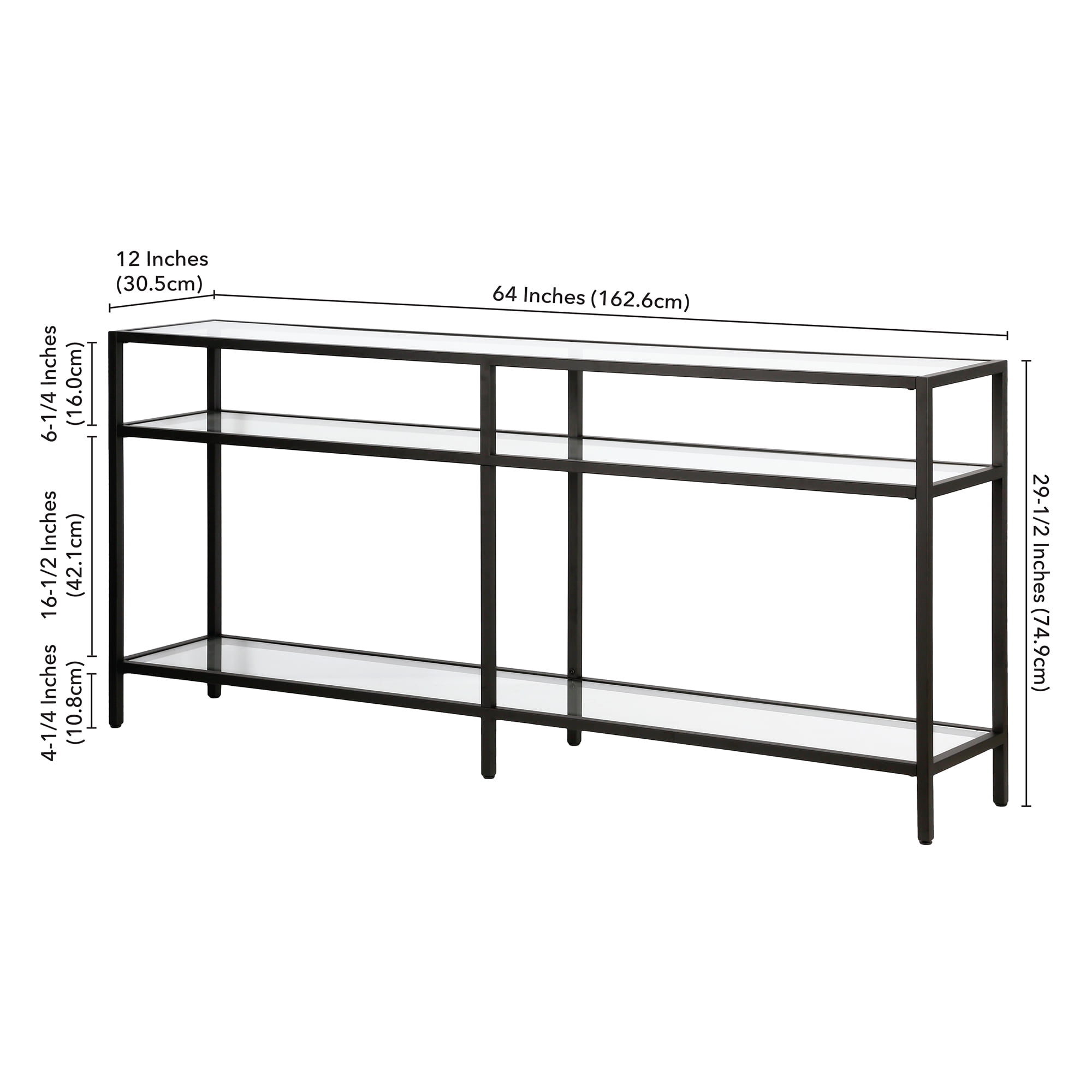 Evelyn&Zoe Sivil 64" Wide Rectangular Console Table, Blackened Bronze