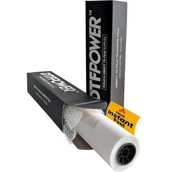 Instant Hot Peel/Cold Peel Direct To Film (DTF) Transfer Paper, Double Sided Anti-Static, Clear Pretreat Sheets, PET Heat Transfer Paper for DTF Printers 13 Inch x 328 Feet Roll