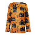 thumbnail image 4 of DORKASM Women's Halloween Shirts Round Neck Funny Print Causal Tshirt Long Sleeve Pumpkin Ghost Graphic 2026 Blouse Spooky Fall Winter Comfy Pullover Orange 3XL, 4 of 6