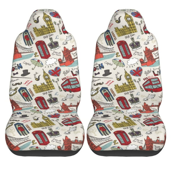 Haiem London Landmark1 Printed Car Seat Covers Set of 2, Universal Fit Car Seat Covers,Protective Seat Covers,Comfortable Car Seat Covers, Easy Installation Seat Covers