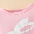 thumbnail image 4 of Zehjuhan Infant Girl Easter Bunny Print 3-Piece Outfit Short Sleeve Triangle Romper Flared Pants Headband Pink，0-3M, 4 of 7