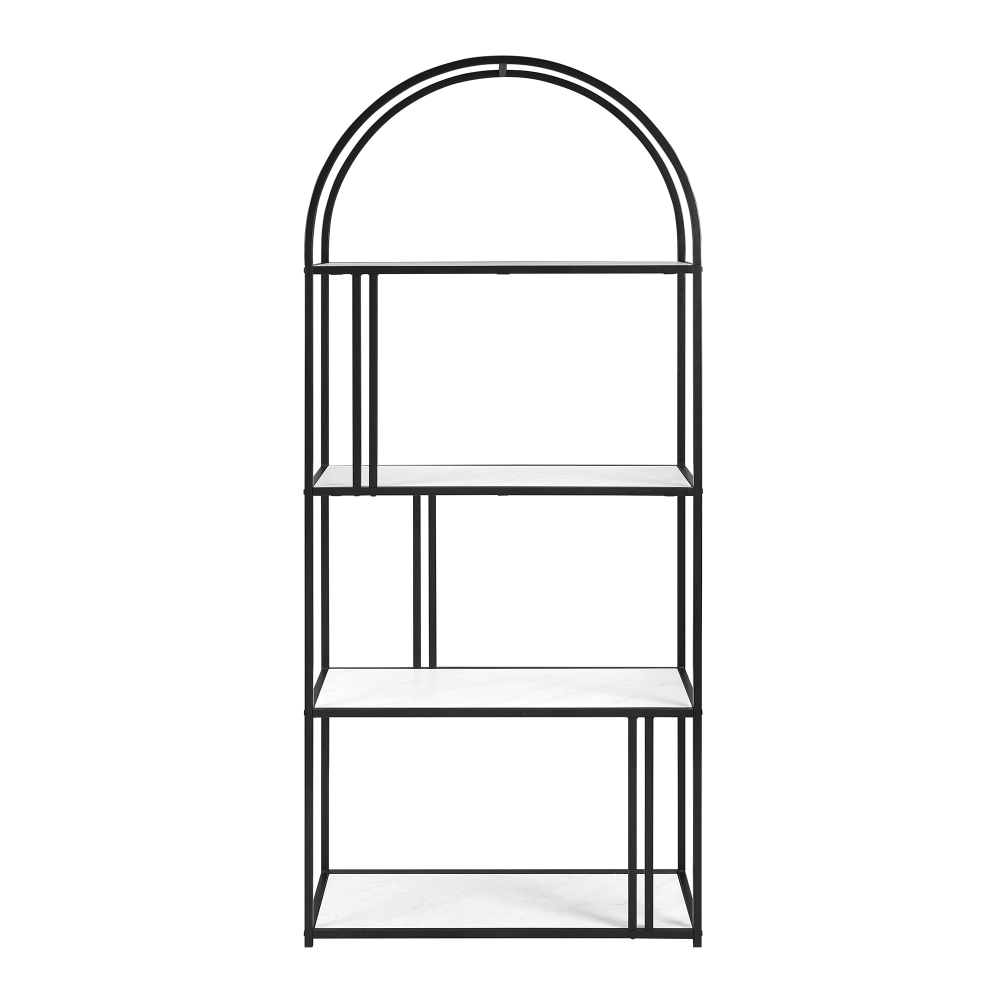 Manor Park Modern Arch Open Bookcase, White Faux Marble