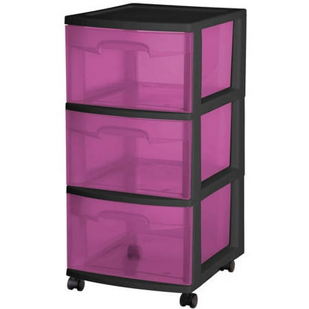 Sterilite 3 Drawer Medium Cart Fuchsia Flight Tint Set Of 2
