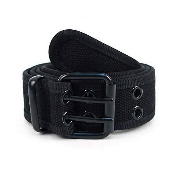 Canvas Double Grommet Hole Belt DURABLE UNISEX MADE WITH 100% COTTON (Black, Large)