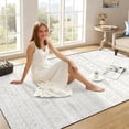 thumbnail image 6 of 5x7 Washable Area Rug Non-Slip Low Profile Soft Boho Distressed Rug for Living Room, Bedroom, Dining Room, Office, Beige, 6 of 13