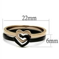 thumbnail image 2 of Luxe Jewelry Designs 2-Piece Rose Gold and Black Ion Plated Stainless Steel Heart Design Ring Set,, 2 of 4