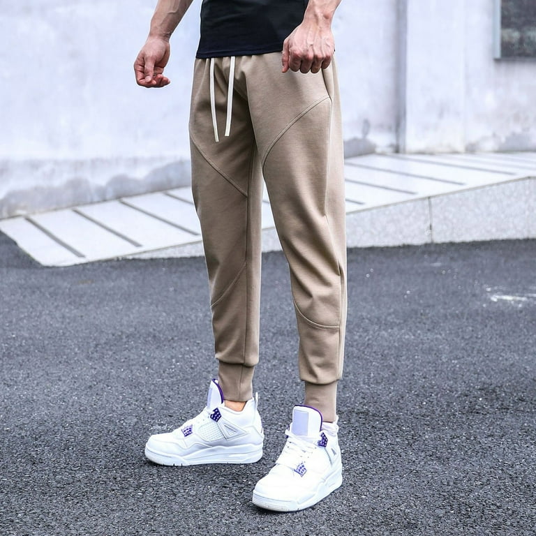 YUHAOTIN Joggers for Men Sweatpants Male Solid Color Long Trousers
