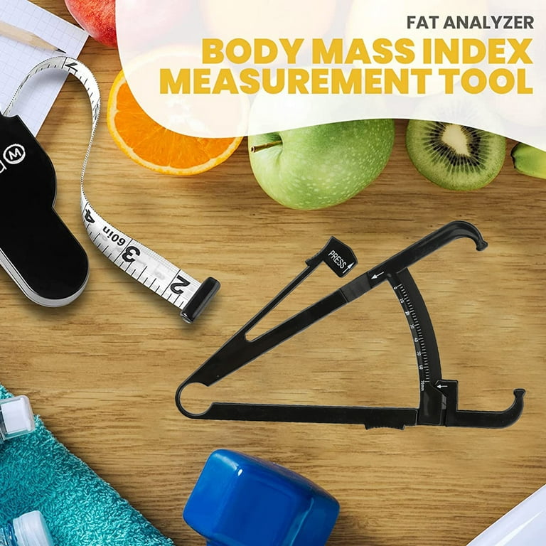 MEDca Body Fat Caliper and Measuring Tape for Body - Skinfold Calipers and  Body Fat Tape Measure Tool for Accurately Measuring BMI Skin Fold Fitness