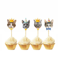 thumbnail image 4 of Decoración de fiesta con temática de mascotas, adornos para tartas de gatos, adornos de cumpleaños, adornos con forma de cara de gato, adornos con forma de bandera, 4 of 4