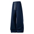 thumbnail image 2 of Iaqnaocc Baggy Sweatpants Casual Gym Wide Leg Drawstring Waist Fashion Big and Tall Workout Pants with Pockets Navy 2XL, 2 of 4