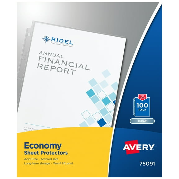 Avery Clear Economy Sheet Protectors, Top Load, 100ct (75091)