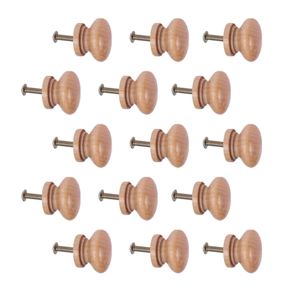 15pcs Wooden Mushroom Drawer Knobs with Screws, Small Style Cabinet Door Handles for Home Decor