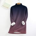thumbnail image 6 of Women's Plus Size Mock Neck Pullover, Gradient Color Thermal Lined Sweatshirt, Soft Fleece Crewneck Long Sleeve Top, Comfortable Loungewear for Casual Winter Wear and Home Relaxation Purple S, 6 of 6