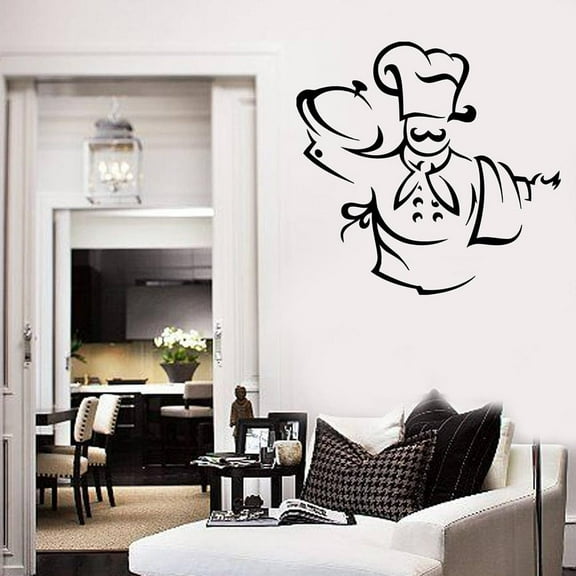Vinyl cook Wall Decal Chef Hat Apron Towel Bonn Appetite Wall Stickers Kitchen Decor for Restaurants Decoration Accessories 42x44cm