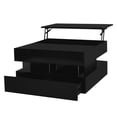 thumbnail image 5 of SESSLIFE Coffee Table, Lift-Top Living Room Table with LED Lights, 29.5" Square Tempered Glass Center Table with Hidden Compartment & 2 Large Drawers, Easy Assembly, Black, 5 of 8