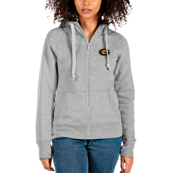 Women's Antigua Gray Grambling Tigers Victory Full-Zip Hoodie
