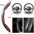 thumbnail image 5 of Car Steering Wheel Cover Set Bright Carbon Fiber Wrap Non-Slip 3 Pcs Steering Wheel Accessories 14.5-15 Inch Universal, 5 of 12