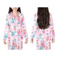 thumbnail image 2 of Beezizac Girls' Satin Pajama Set with Pink Paladin & Tree Prints - Cozy Holiday Sleepwear for Little Girls Size 6/7, 2 of 8