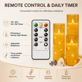 thumbnail image 3 of AEL 5-Pack Gold Flameless LED Pillar Candles with Remote Timer and Embedded Fairy Lights, 3 of 7