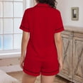 thumbnail image 3 of Womens Loungewear Set,Pajamas Set for Women Short Sleeve Sleepwear Button Down Pjs Soft 2 Piece Lounge Sets,Wine,S, 3 of 5