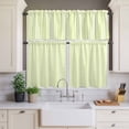 thumbnail image 4 of 3 Piece Kitchen Curtains and Valances Set Yellow White Stripe Cafe Curtains 24 Inch Length Modern Minimalist Geometric Striped Valance & Tier Curtain for Living Room Bedroom Window 54"x18"+27"x24"*2, 4 of 6
