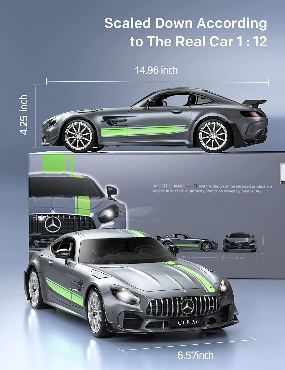 Miebely Remote Control Car, Mercedes Benz 1/12 Scale GT R Pro, Rc Drift Cars with 7.4V Battery, 2.4Ghz,  Toy Car Birthday Gift for Boys Kids Adults Age 6+