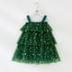 thumbnail image 2 of Christmas Kids Girls Sequin Stars Xmas Tree Dress Sleeveless Layered Tulle Tutu Dress Plush Ball Xmas New Year Party Clothes, 2 of 5