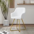 thumbnail image 5 of VECELO White PU Leather Accent Chair with Gold Metal Frame, Vanity Chair with Back, Armchair for Living Room, Bedroom, Office, 5 of 9