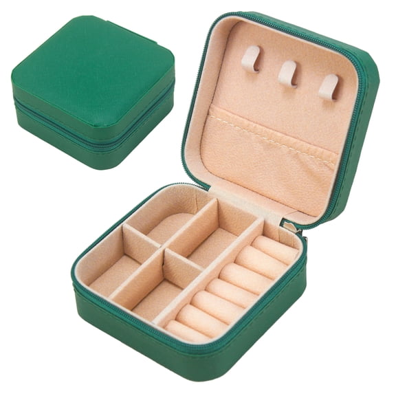 Travel Jewelry Box Mini Portable PU Leather Organizer for Women and Girls Gifts Army Green